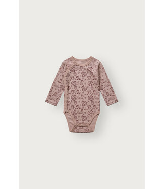 Hust and Claire Wickelbody Waldtiere langarm - Merinowolle -  dusty rose