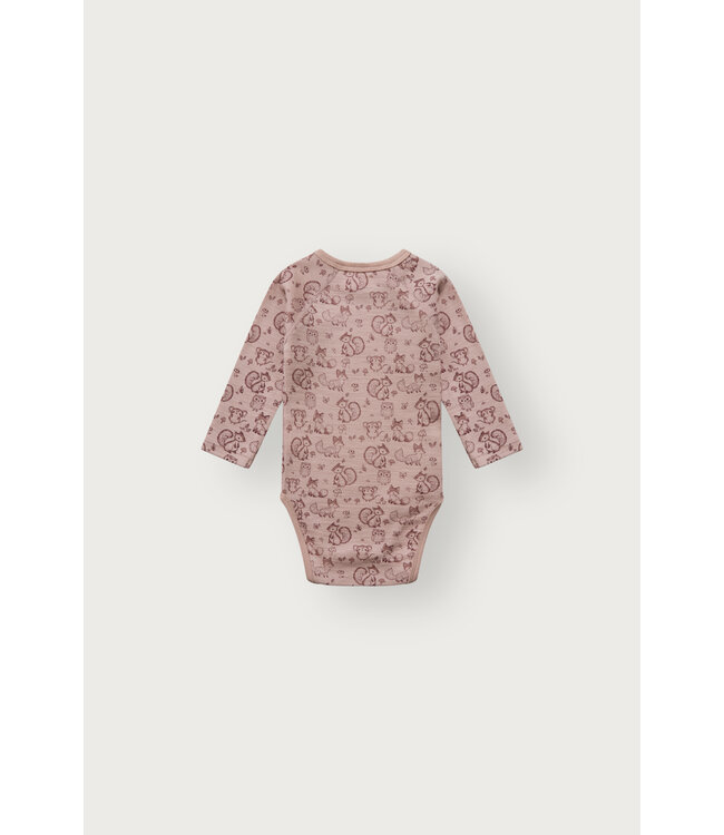 Hust and Claire Wickelbody Waldtiere langarm - Merinowolle -  dusty rose