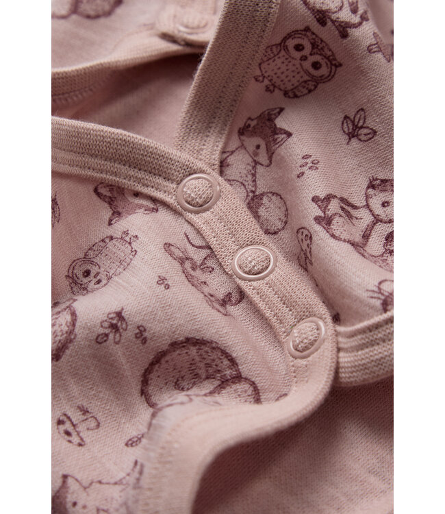 Hust and Claire Wickelbody Waldtiere langarm - Merinowolle -  dusty rose