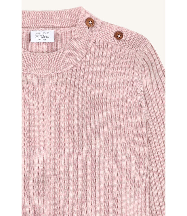 Hust and Claire Pil Pullover - Merinowolle - gerippt heather