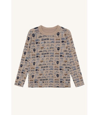 Hust and Claire Abba Shirt langarm Fahrzeuge - Wolle/Bambusviskose - biscuit