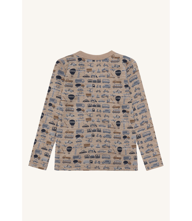 Hust and Claire Abba Shirt langarm Fahrzeuge - Wolle/Bambusviskose - biscuit