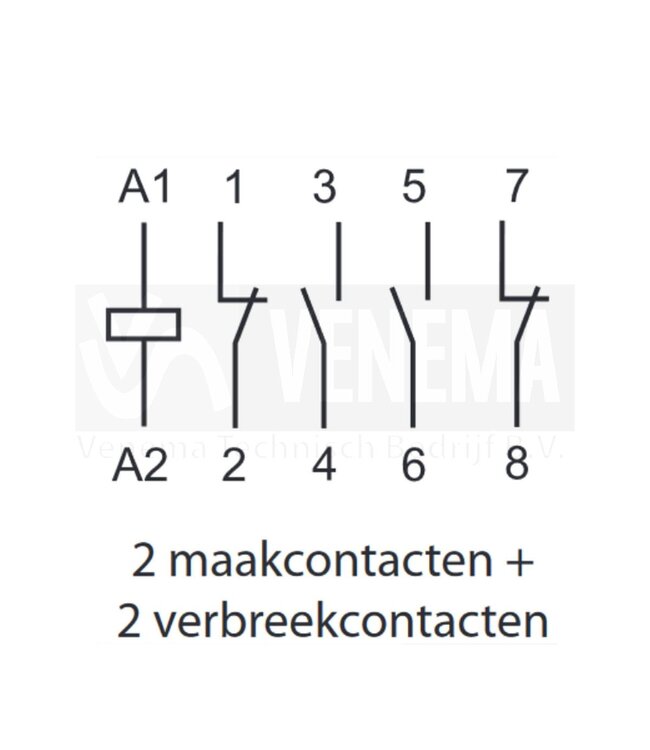 25A Magneetschakelaar AgNi - 2 maak- + 2 verbreekcontacten