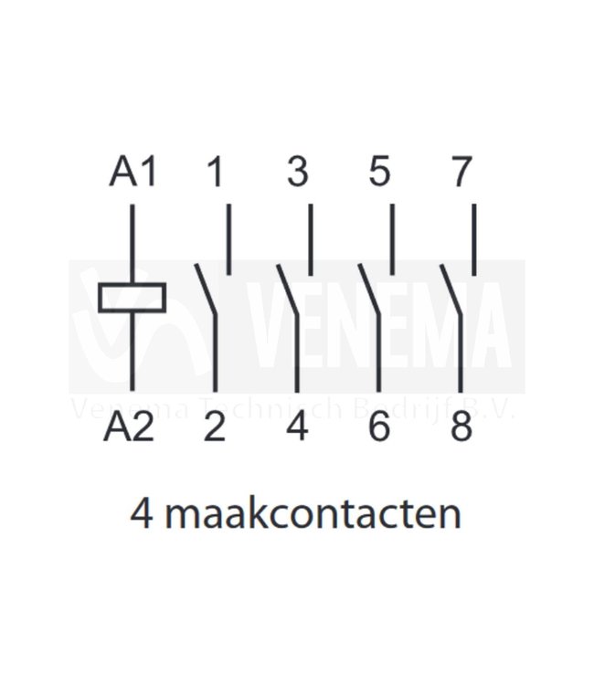 25A Magneetschakelaar AgSnO2 - 4 maakcontacten
