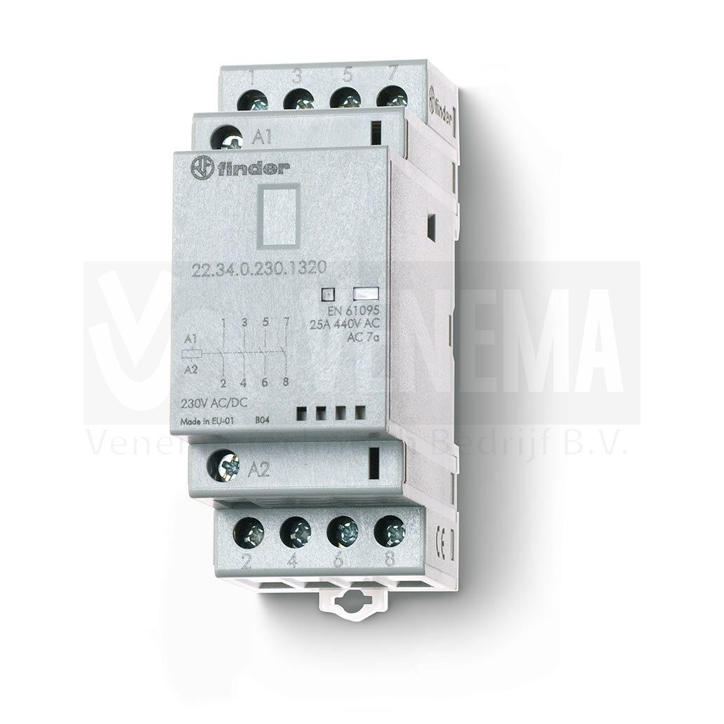Finder 25A Magneetschakelaar AgSnO2 - 4 maakcontacten, foto 2 van 6