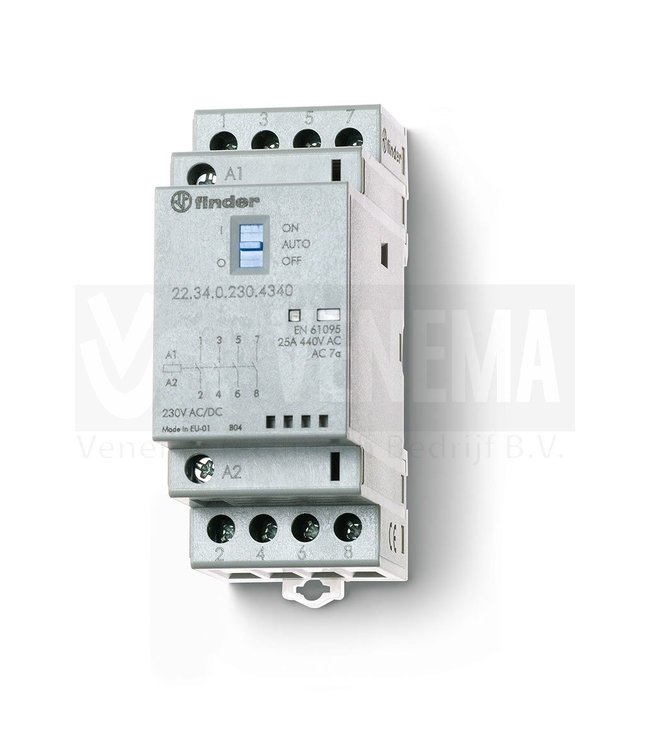 25A Magneetschakelaar AgSnO2 - 2 maak- + 2 verbreekcontacten