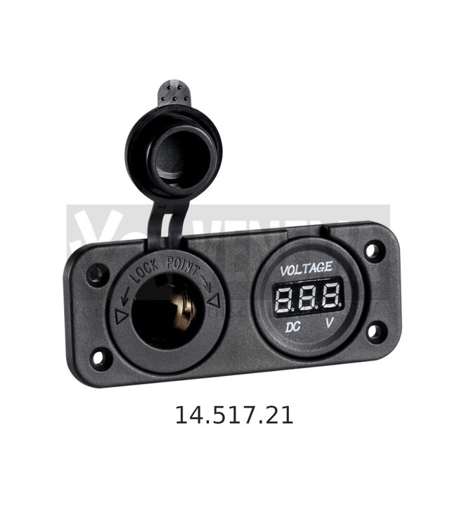 8/32V digitale voltmeter + DC-plug - inbouwmontage