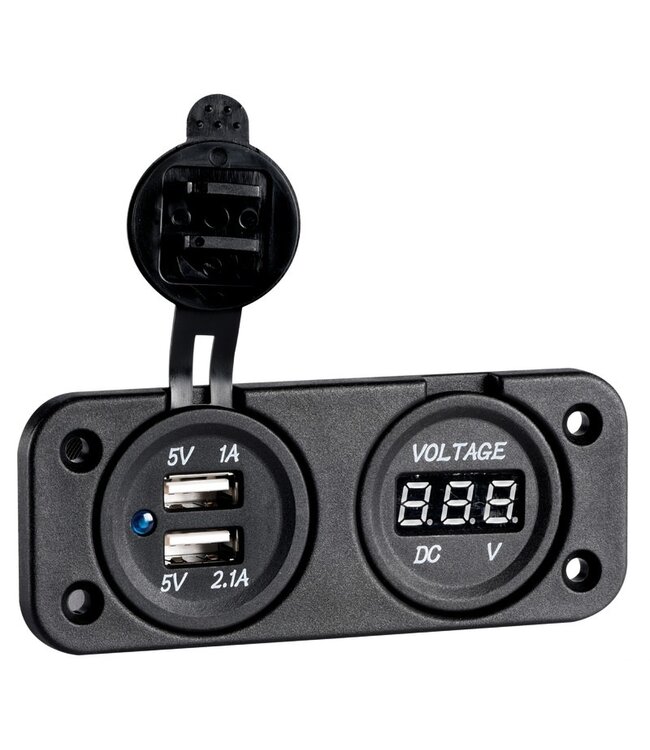 Voltmeter en ampèremeter + USB ingang