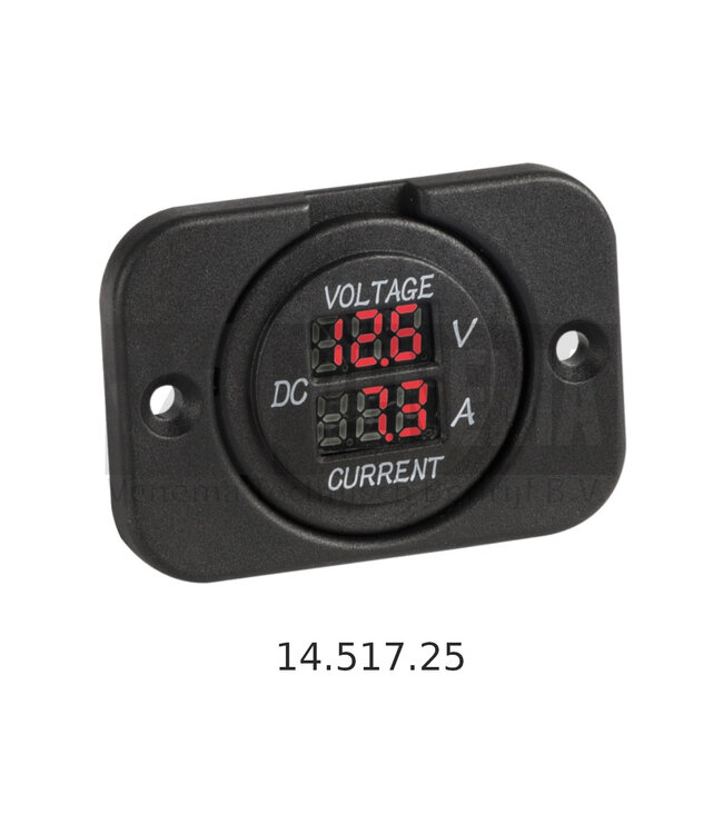 Osculati 8/32V digitale voltmeter + 0/10A digitale ampèremeter - inbouwmontage