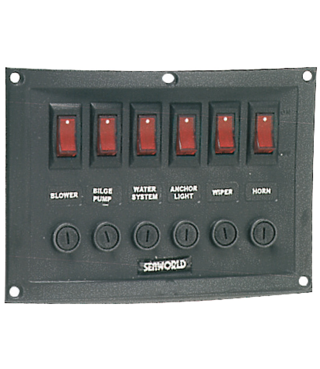 Schakelpaneel met 6 schakelaars horizontaal