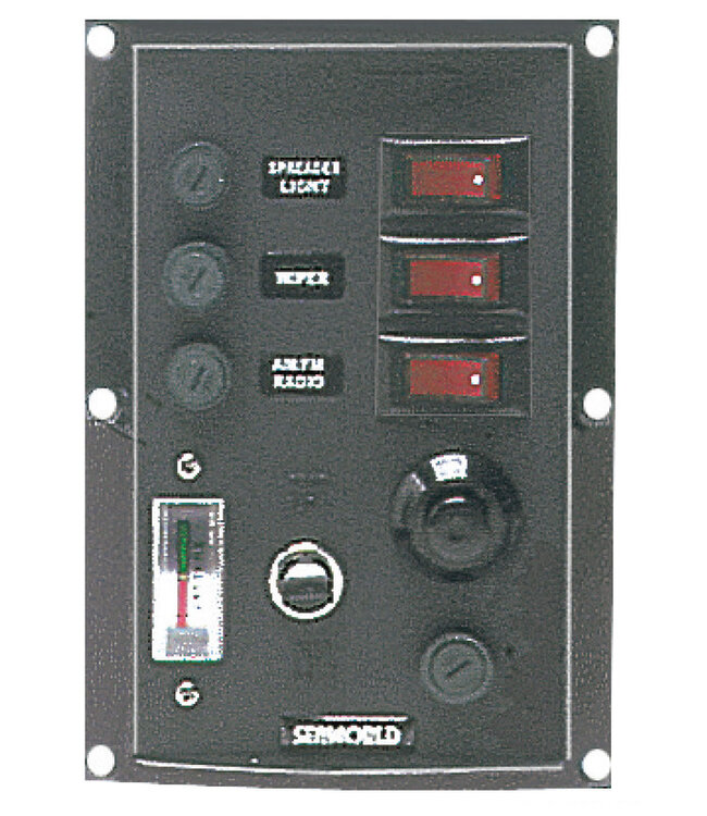 Schakelpaneel met 3 schakelaars & voltmeter