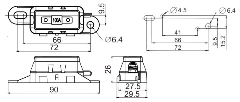 MIDI Zekeringhouder Set 4 Stuks Met 40A 50A 80A Mega Zekeringen - Auto Vrachtwagen Zekeringhouders