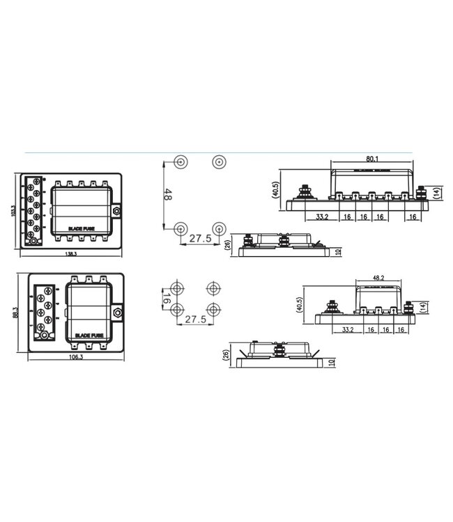 Zekeringhouder met busbar 10V