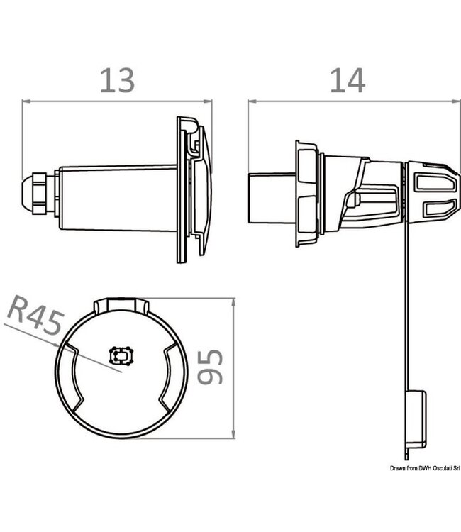 Cruiser 16A Walstroom stopcontact RVS