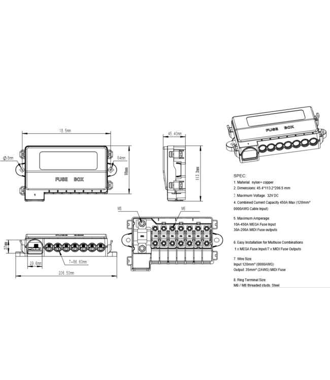 VTB 8-voudige heavy duty zekeringhouder