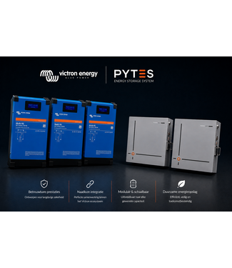 3 fase pakket Pytes 23,56 kWh en Victron Multi RS solar 18 kVa