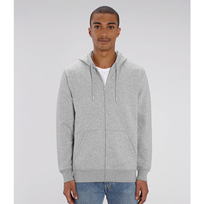 Premium Hoodie Met Rits Unisex Gemeleerd Grijs