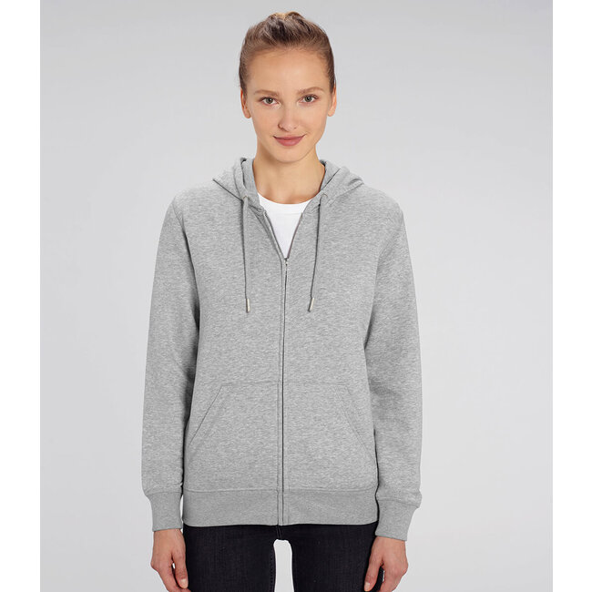 Premium Hoodie Met Rits Unisex Gemeleerd Grijs