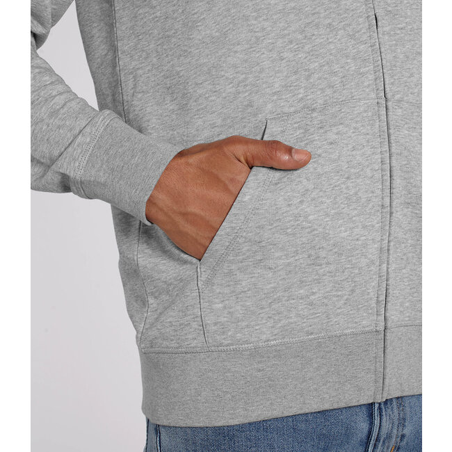 Premium Hoodie Met Rits Unisex Gemeleerd Grijs