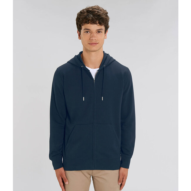 Premium Hoodie Met Rits Unisex Navy Blauw