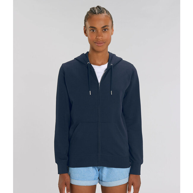 Premium Hoodie Met Rits Unisex Navy Blauw