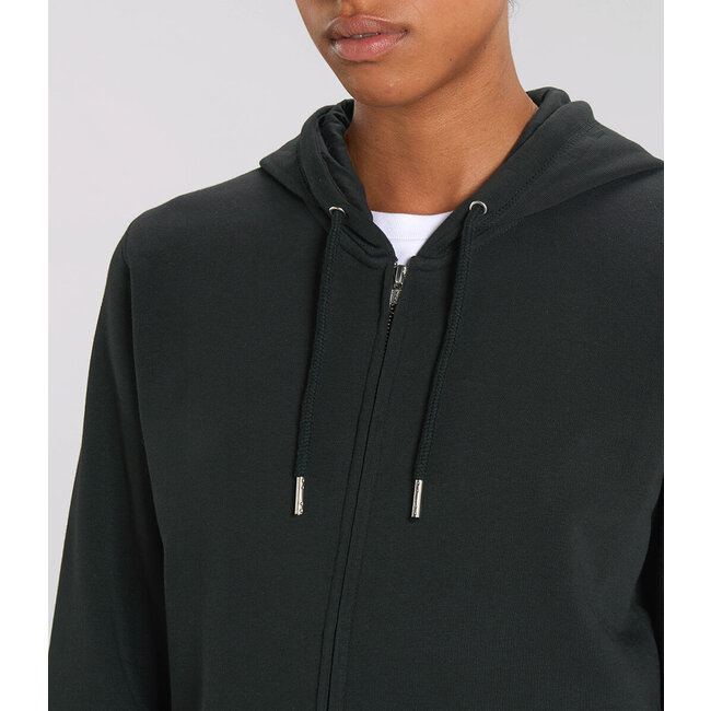 Premium Hoodie Met Rits Unisex Zwart
