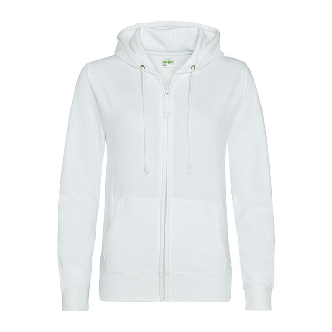 Basic hoodie met rits dames wit