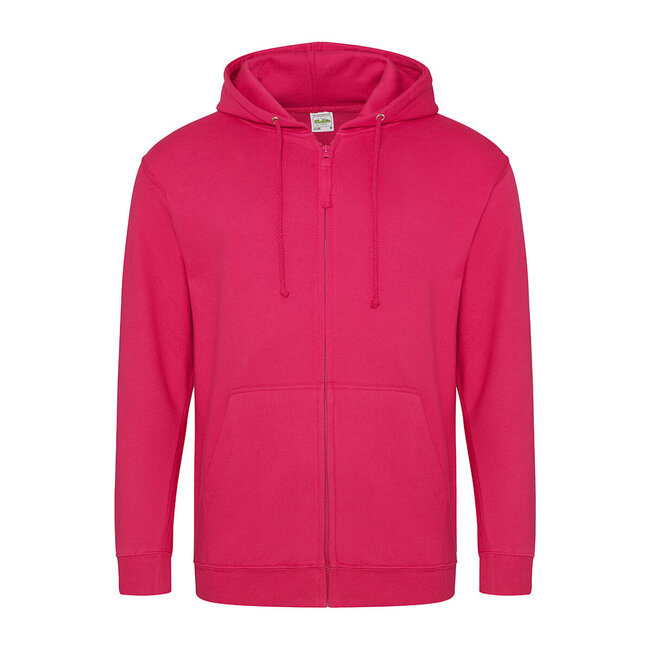 Basic hoodie met rits heren roze