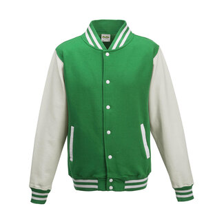AWDis Basic baseball jacket groen en wit ⚥