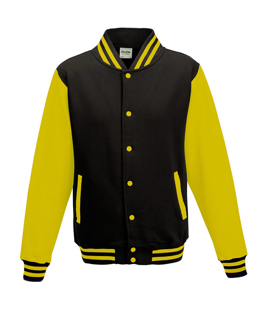 Basic Baseball Jacket Unisex Zwart en Geel Fabrixs