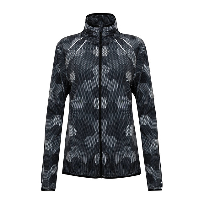 Premium sport jacket hexagon dames zwart grijs