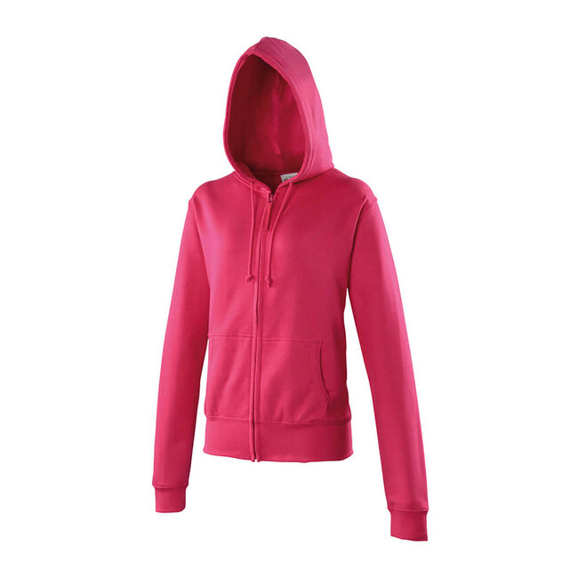 Basic hoodie met rits dames roze