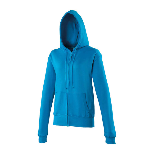 Basic hoodie met rits dames baby blauw