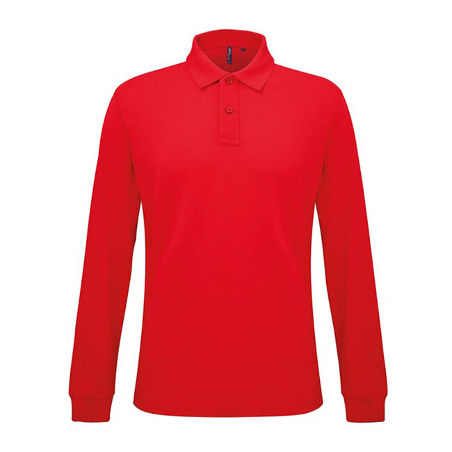 Basic polo heren rood lange mouwen