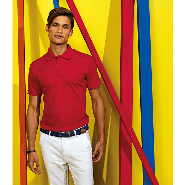 Basic polo heren rood met polyester