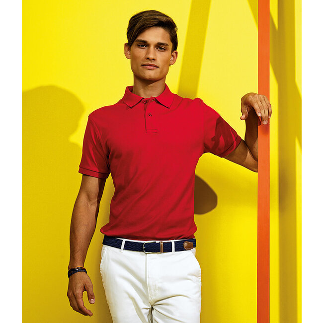 Basic polo heren rood met polyester