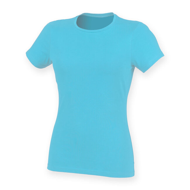 Premium t-shirt dames met stretch baby blauw