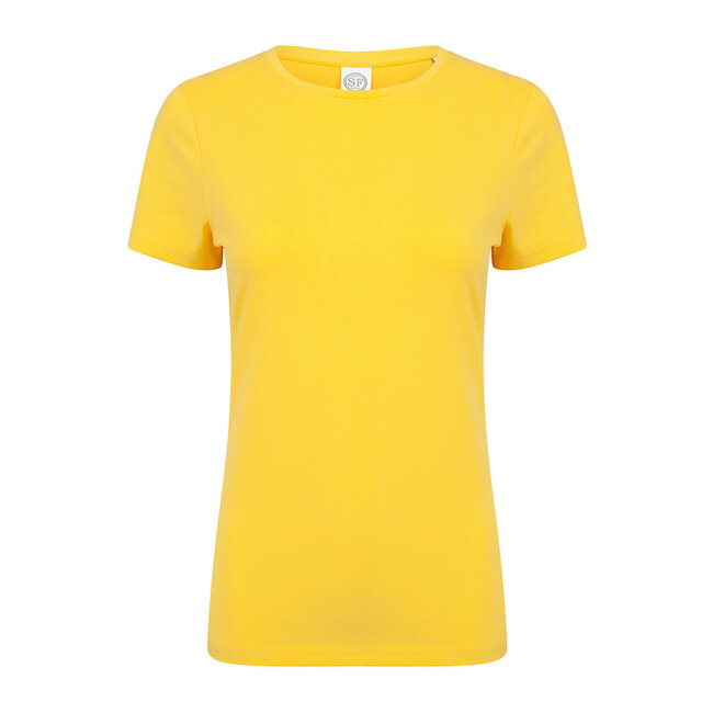 Premium t-shirt dames met stretch geel