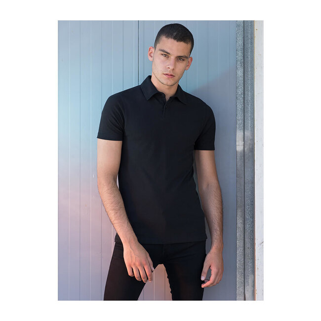 Premium polo heren met stretch navy blauw