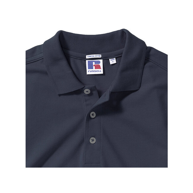 Premium polo heren long met stretch navy blauw