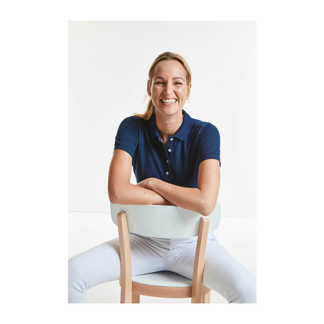 Premium polo dames long met stretch rood