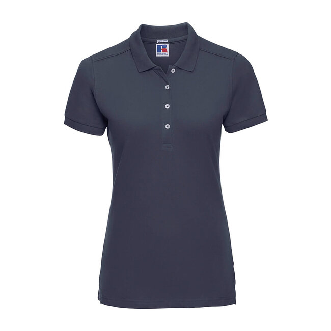 Premium polo dames long met stretch navy blauw