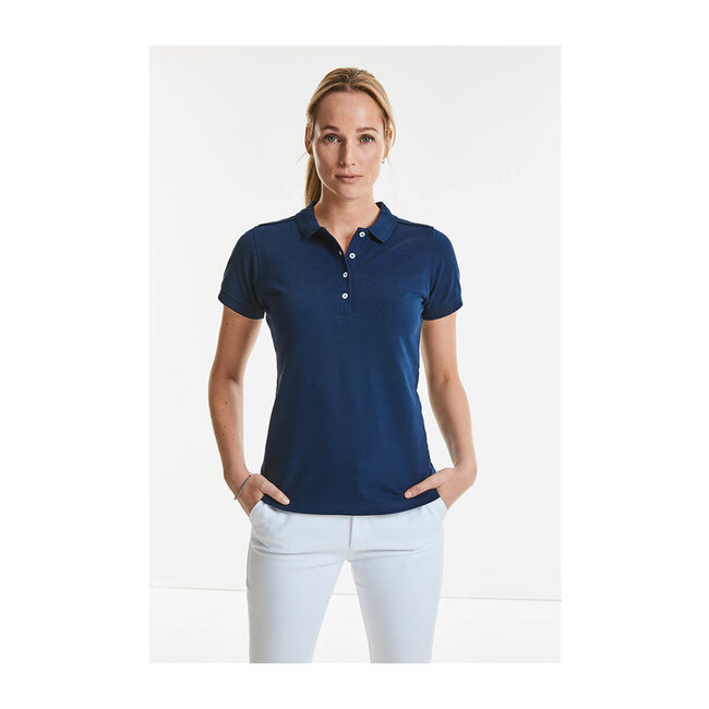 Premium polo dames long met stretch grijs