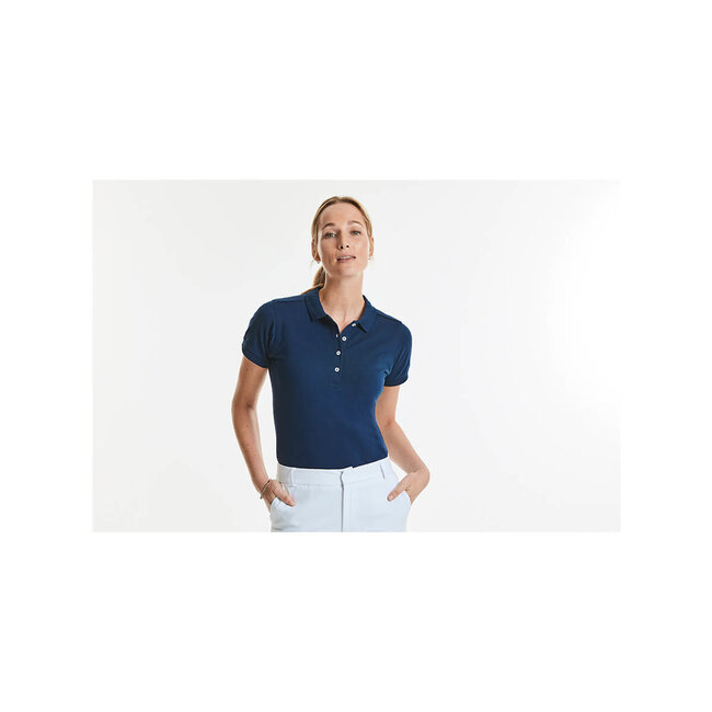Premium polo dames long met stretch grijs