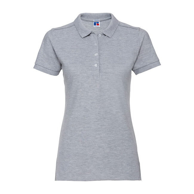 Premium polo dames long met stretch grijs