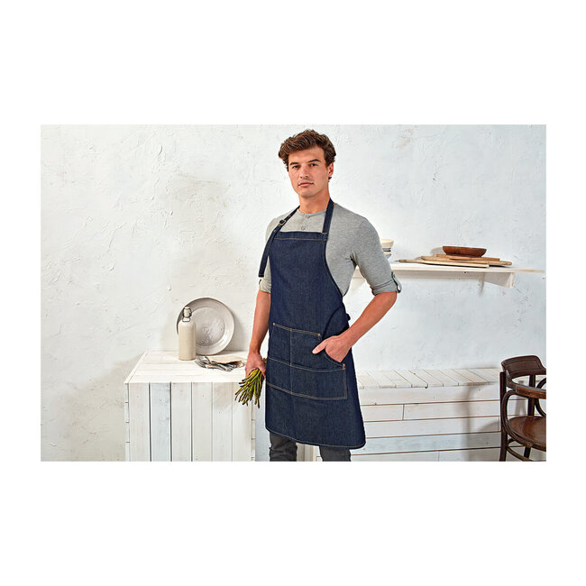 Basic horeca schort met zakken denim unisex zwart