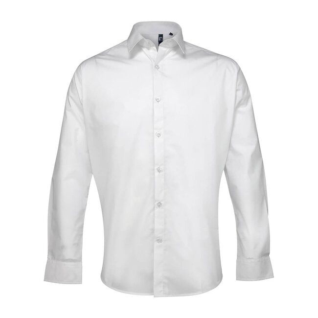 Basic poplin overhemd lange mouw heren wit