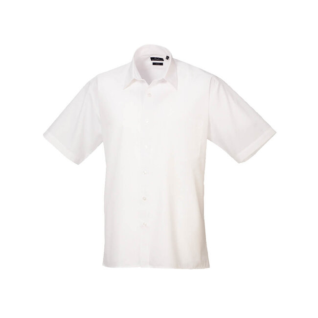 Basic poplin overhemd korte mouw heren wit
