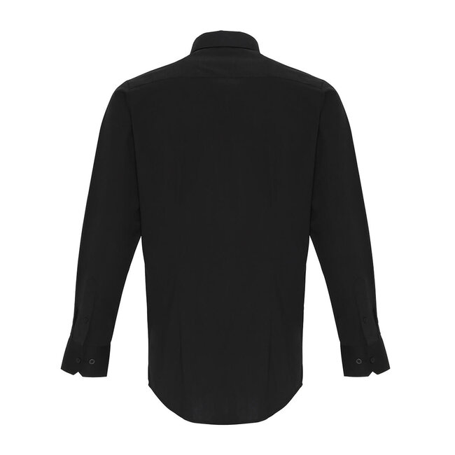 Basic poplin stretch overhemd lange mouw heren zwart