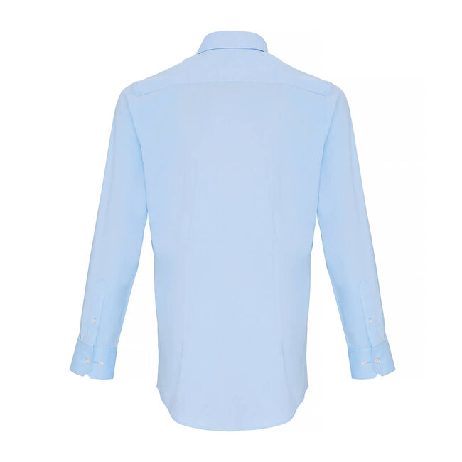 Basic poplin stretch overhemd lange mouw heren babyblauw